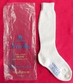 Vintage white ribbed socks UNUSED 1960s 5.5" Shoe size 4-5 Viyella childrens